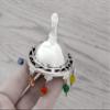 Sterling Silver Colorful Spinning Top Hanukkah Dreidel Multicolored Crystal Beads Jewish gift view 3