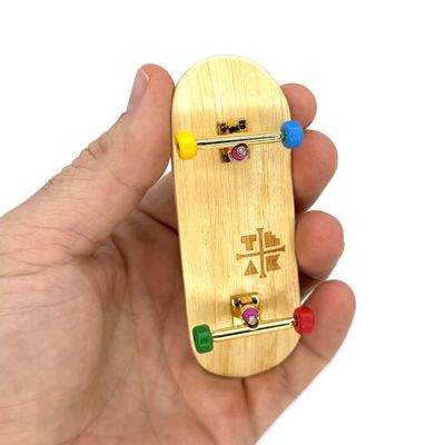 Teak Tuning 34mm Pro Fingerboard Complete - Fully Assembled with Pro Level Components - Pro Shaped Wooden Deck (34x97mm), UltraSpin Bearing Wheels, Prodigy Gen2 Trucks - Firework