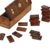 Ajuny Wooden Domino Game Set with Boat Wheel Anchor Design Classic Storage Box Numbers Table Handcrafted Dominoes Game for Kids Adults Family Outdoor Indoor Games 7.75x2 Inch view 2