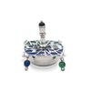 Sterling Silver Blue Enamel Dreidel Multicolored Beads Dreidel Jewish Hanukkah gift Amethyst Stone Traditional Hanukkah game view 1