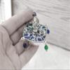 Sterling Silver Blue Enamel Dreidel Multicolored Beads Dreidel Jewish Hanukkah gift Amethyst Stone Traditional Hanukkah game view 3