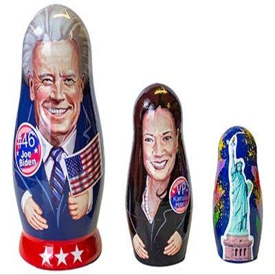 Golden Cockerel President Joe Biden Vice President Kamala Harris Liberty Nesting Doll Political Collectible Matryoshka
