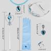 BUUFAN Girl Princess Dress up Accessories Costume Cosplay Queen Jewelry-Crown Wand Gloves Necklace Earrings Halloween Party,5 Pieces Set (Blue) view 2