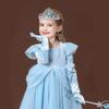BUUFAN Girl Princess Dress up Accessories Costume Cosplay Queen Jewelry-Crown Wand Gloves Necklace Earrings Halloween Party,5 Pieces Set (Blue) view 3
