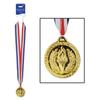 Party Central Club Pack of 12 Red and Blue Ribbon with Gold Medal Necklaces 30" view 1