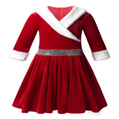 Agoky Infant Baby Girls Christmas Mrs Santa Claus Dress Xmas Costumes Fancy Tutu Party Dresses Red Velvet Dress 8