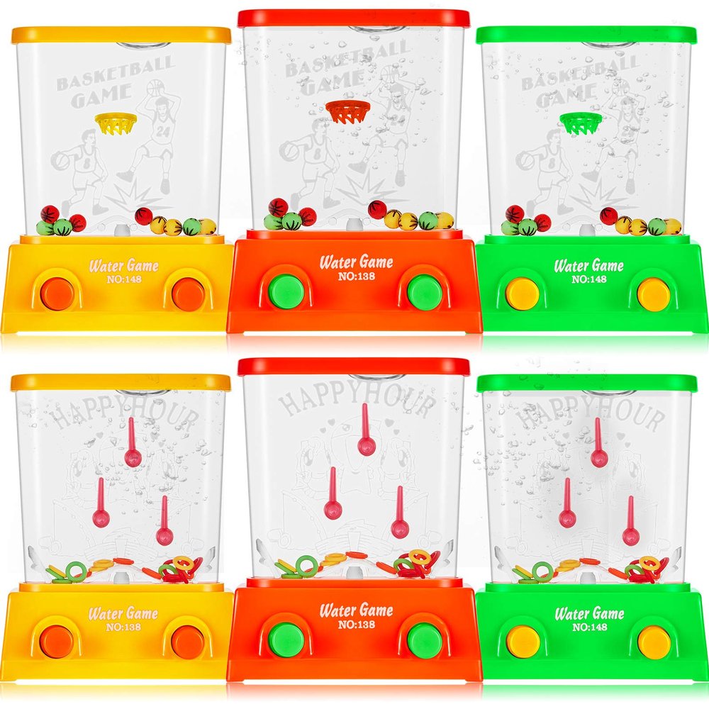 Sumind 6 Pieces Aqua Rings Handheld Water Game Mini Retro 80s 90s Retro Pastime Game for Kids Birthday Return Gifts Classroom Rewards Bulk(Classic Style)