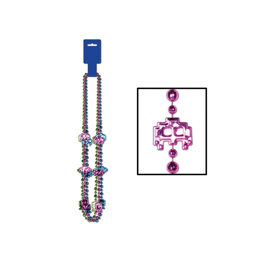 Club Pack of 36 Purple 80's Themed Beaded Party Necklaces 36"