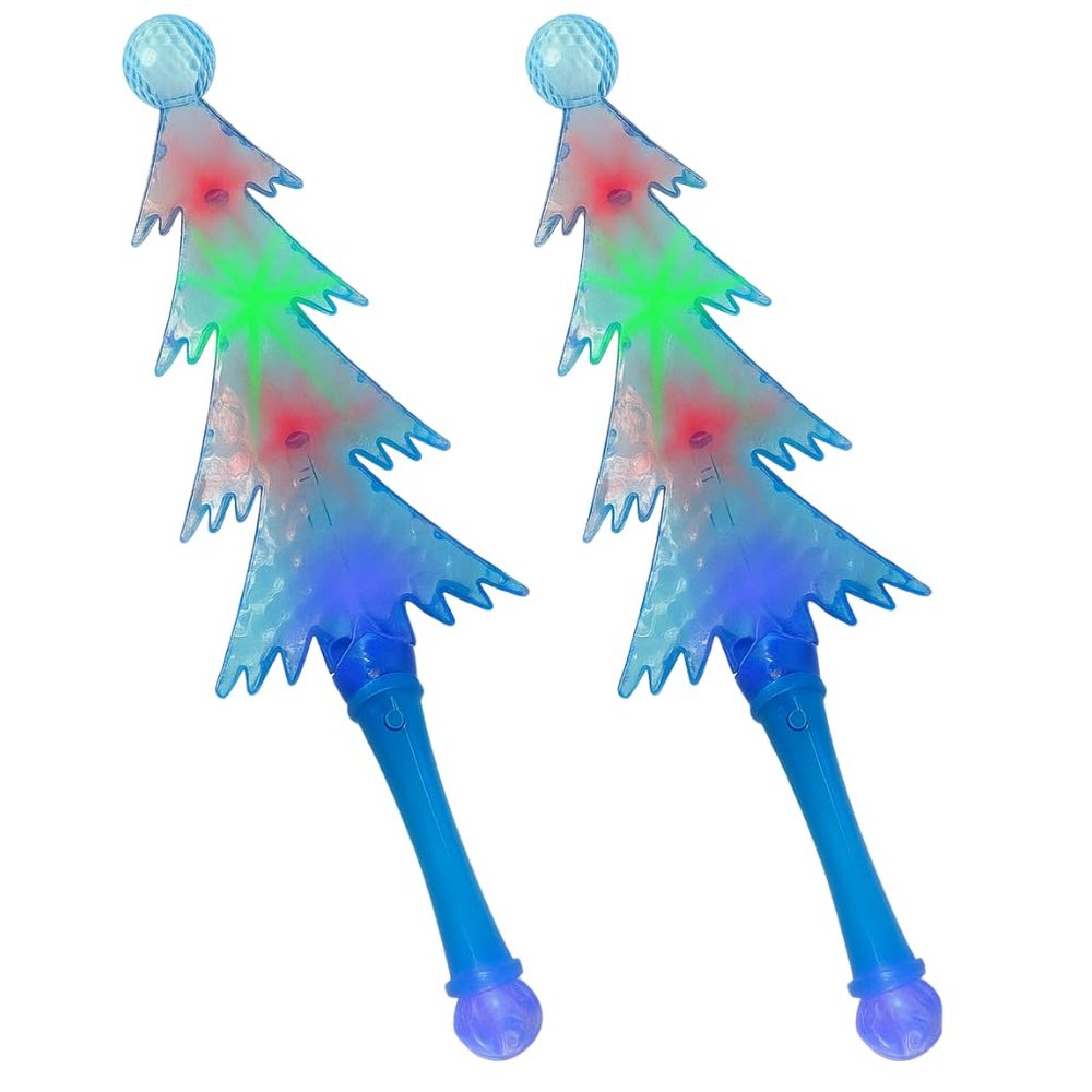 ArtCreativity Light Up Christmas Tree Wand for Kids, 2 Pack Magic Wand Christmas Tree Light Flashing LEDs, Batteries Included, Fun Christmas Tree Toy and Stocking Stuffer for Boys and Girls