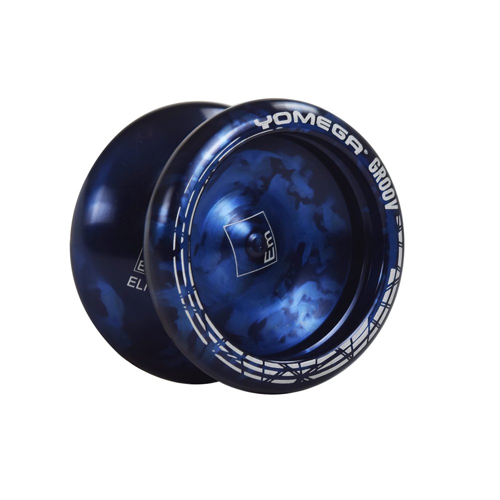 Yomega Groov  Pro Level Aluminum Yoyo for Advance Players  Round Shaped, C Size Ball Bearing with Adjustable Responsive/Nonresponsive Play + 3 Month Warranty (Black and Blue)