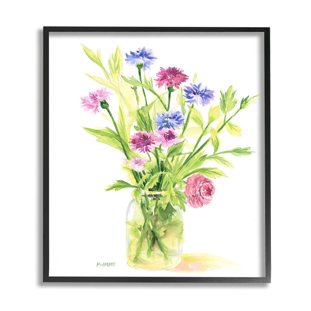 Stupell Industries Bouquet of Wildflowers Soft Green Purple Blue Watercolor
