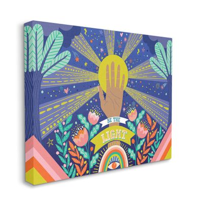 Stupell Industries Be The Light Quote Boho Chic Floral Sunrays