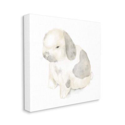 Stupell Industries Adorable Baby Bunny Soft Grey Beige Illustration