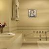 Stupell Industries Chic Bathroom Interior Traditional Home Charm, Design by R. Rig Black Framed Wall Art, 12 x 12, Beige view 2