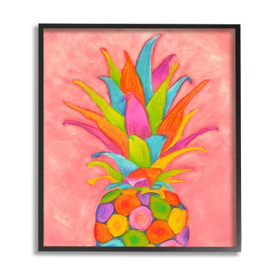 Stupell Industries Vibrant Pineapple Fruit Fun Pink Blue Yellow