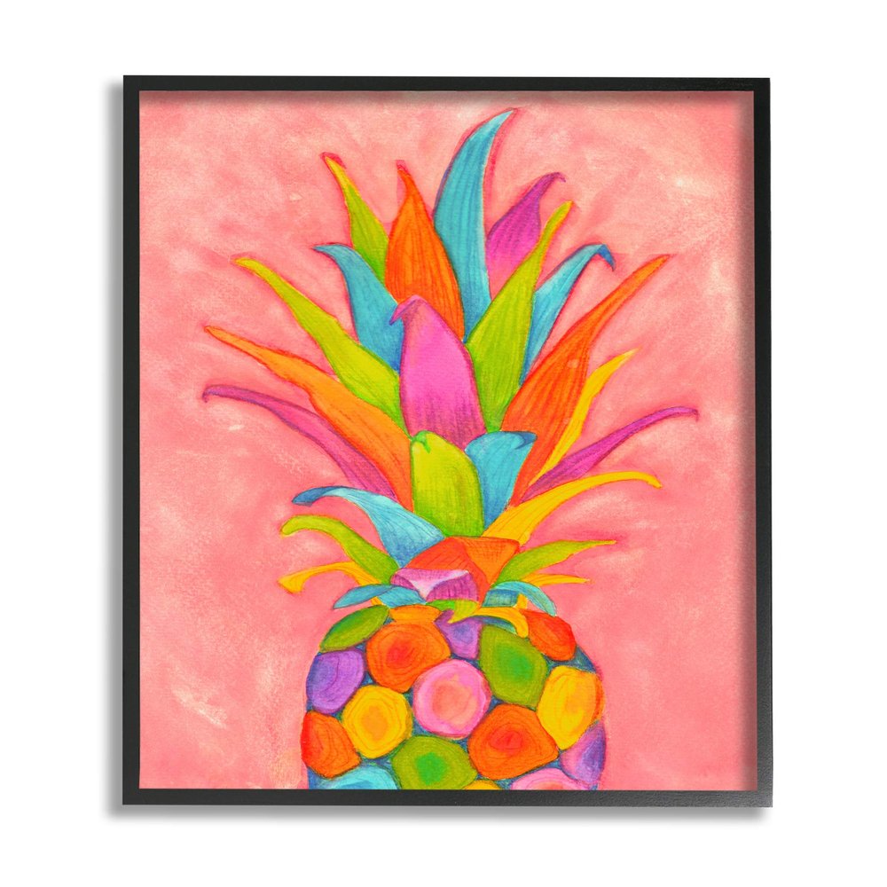 Stupell Industries Vibrant Pineapple Fruit Fun Pink Blue Yellow