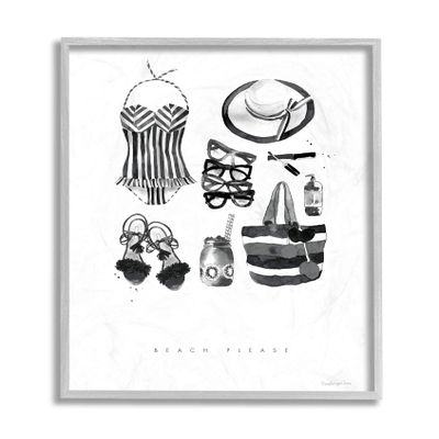 Stupell Industries Beach Please Phrase Black White Female Fashion