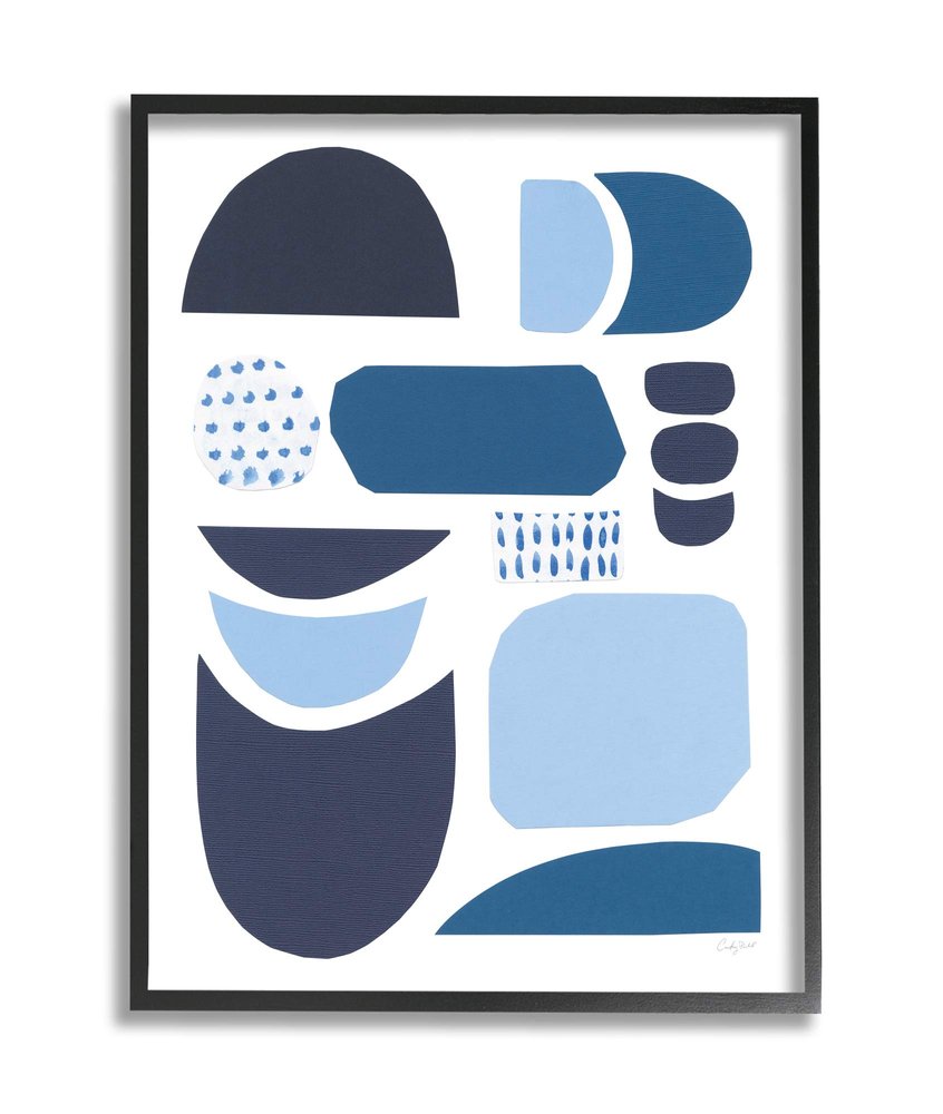 Collage of Blue Abstract Shapes Tonal Pattern