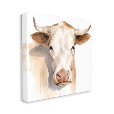 Stupell Industries Sulking Cow Portrait Soft Tone Brown