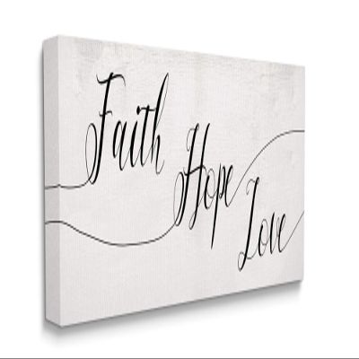 Stupell Industries Faith Hope Love Phrase with Whimsical Linework Typography