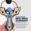 Mighty Fun! - Mischief Maker Wooden Slingshot - Racing Series - Real Wood Slingshot for Kids, 4 Soft Foam Balls and Storage Bag - Ages 4+ (Blue) view 3