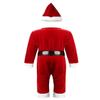 ACSUSS Infant Baby Boys Girls Christmas Outfit Long Sleeve Top with Hat Leather Waistband Jumpsuit Romper Red 2-3 view 2