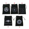 angwang Tarot Bag,Velvet Moon Phase Tarot Oracle Cards Storage Bag Runes Constellation Witch Divination Accessories Jewelry Dice Drawstring Package Three Moon Phase Purple view 2