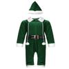 ACSUSS Infant Baby Boys Girls Christmas Outfit Long Sleeve Top with Hat Leather Waistband Jumpsuit Romper Green 9-12 Months view 1