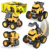 Construction Truck Toys, Push and Go Toy Trucks for Toddlers Kids Age 3-8, 4 Pack Friction Powered Car Toys Include Crane Mixer Excavator Dump Truck Best Christmas Birthday Gift for Boys Girls view 1