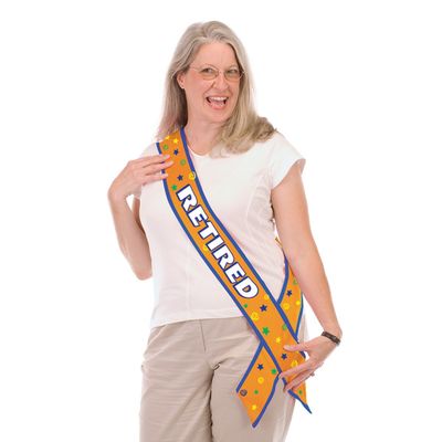 Party Central Club Pack of 6 Orange and White Retired Sashes 33"
