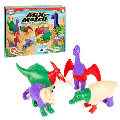 Popular Playthings Magnetic Dinosaurs for Toddlers 1-3, Mix or Match Dinosaur Toys, Set of 4 Gift for Kids - Dinosaurs