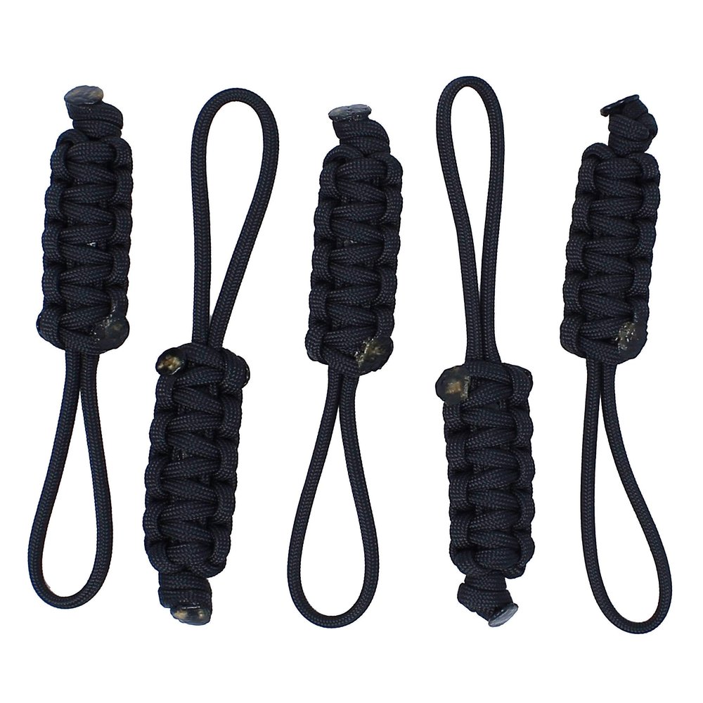 BubbasGarageTv - Large Heavy Duty Paracord Zipper Pulls (Black)