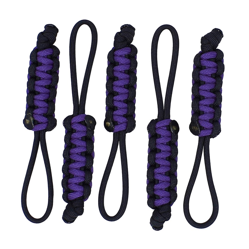 BubbasGarageTv - Large Heavy Duty Paracord Zipper Pulls (Purple)