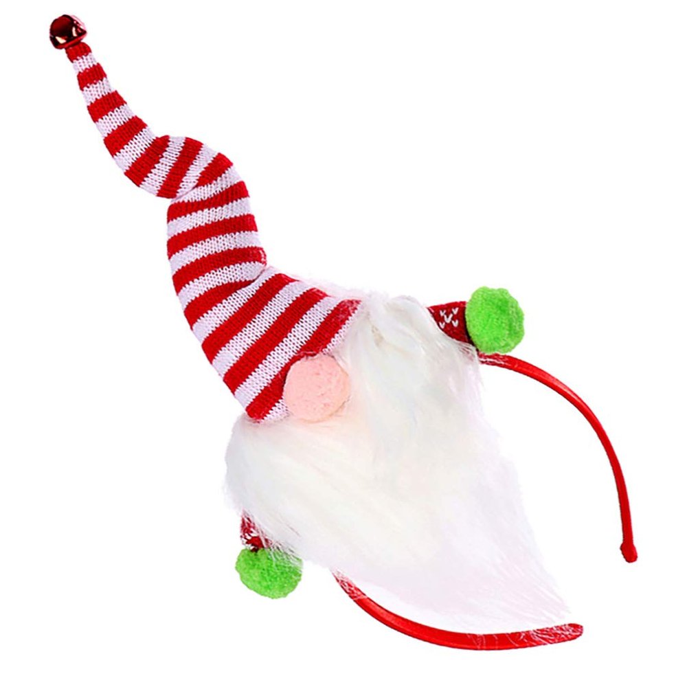 ABOOFAN Christmas Headband with Plush Gnome Santa Hat Hairband Headbands Xmas Novelty Christmas Hair Accessory Cosplay Costume Headwear Photography Props
