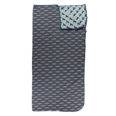 KicKee Pants Print Quilted Sleeping Bag for Kids, Designed from Viscose from Bamboo, Keep Warm Away from Home with a Cozy Sleepover Bag (Stone Rainbow Trout/Jade Mallard Duck - One Size)