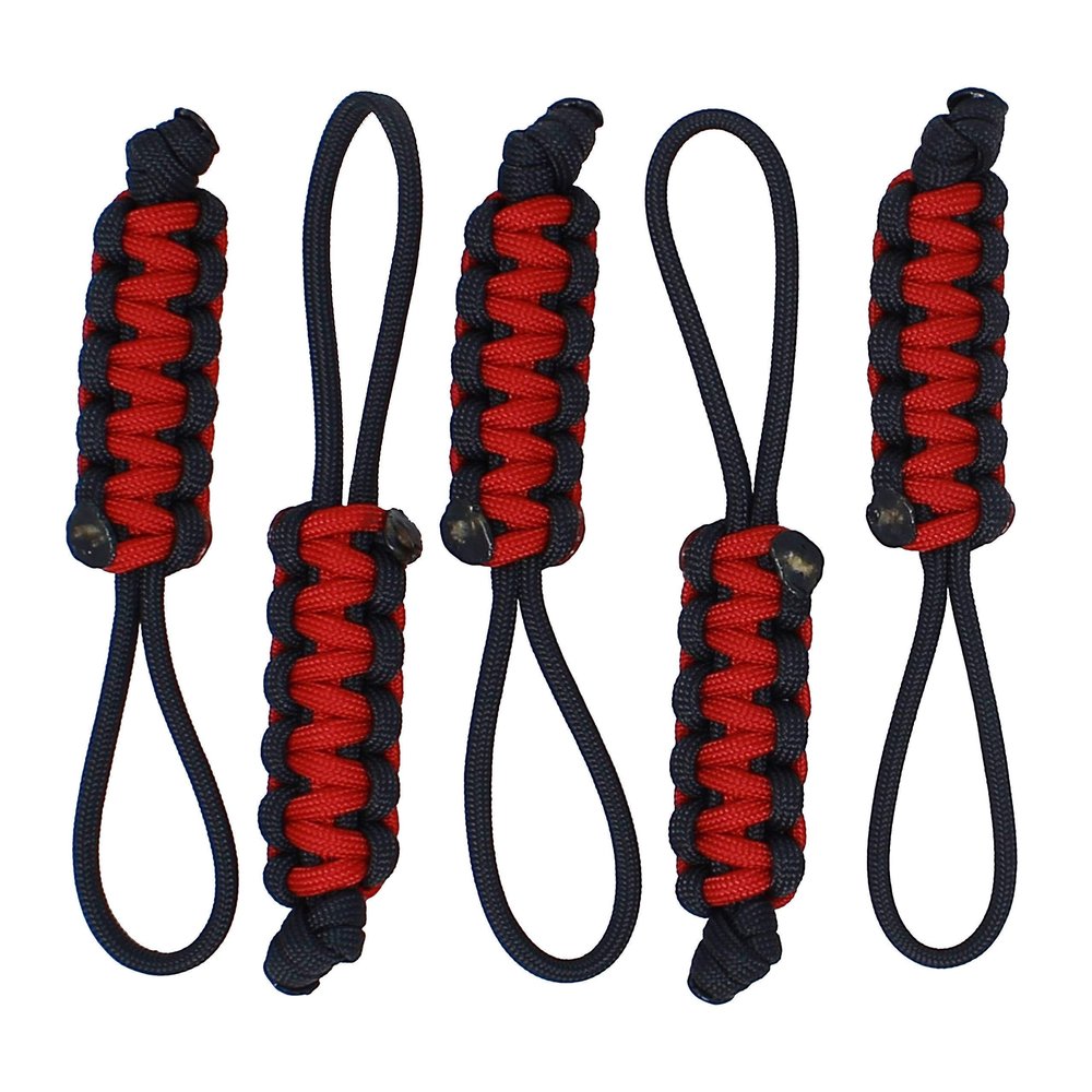 BubbasGarageTv - Large Heavy Duty Paracord Zipper Pulls (Red)