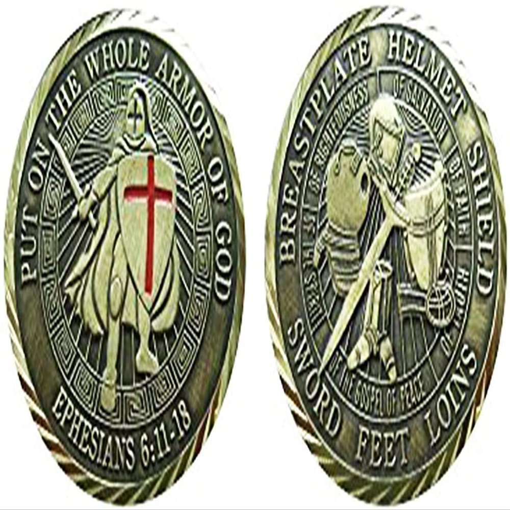 Christian Collectible Challenge Coin, Christian Gift, Good Luck Charms, (Armor)
