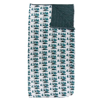 KicKee Pants Print Quilted Sleeping Bag for Kids, Designed from Viscose from Bamboo, Keep Warm Away from Home with a Cozy Sleepover Bag (Natural Cabins and Tents/Pine Deer Rack - One Size)