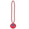 Club Pack of 12 Red Beads with Republican Medallion Necklace Party Accessories 33" view 2