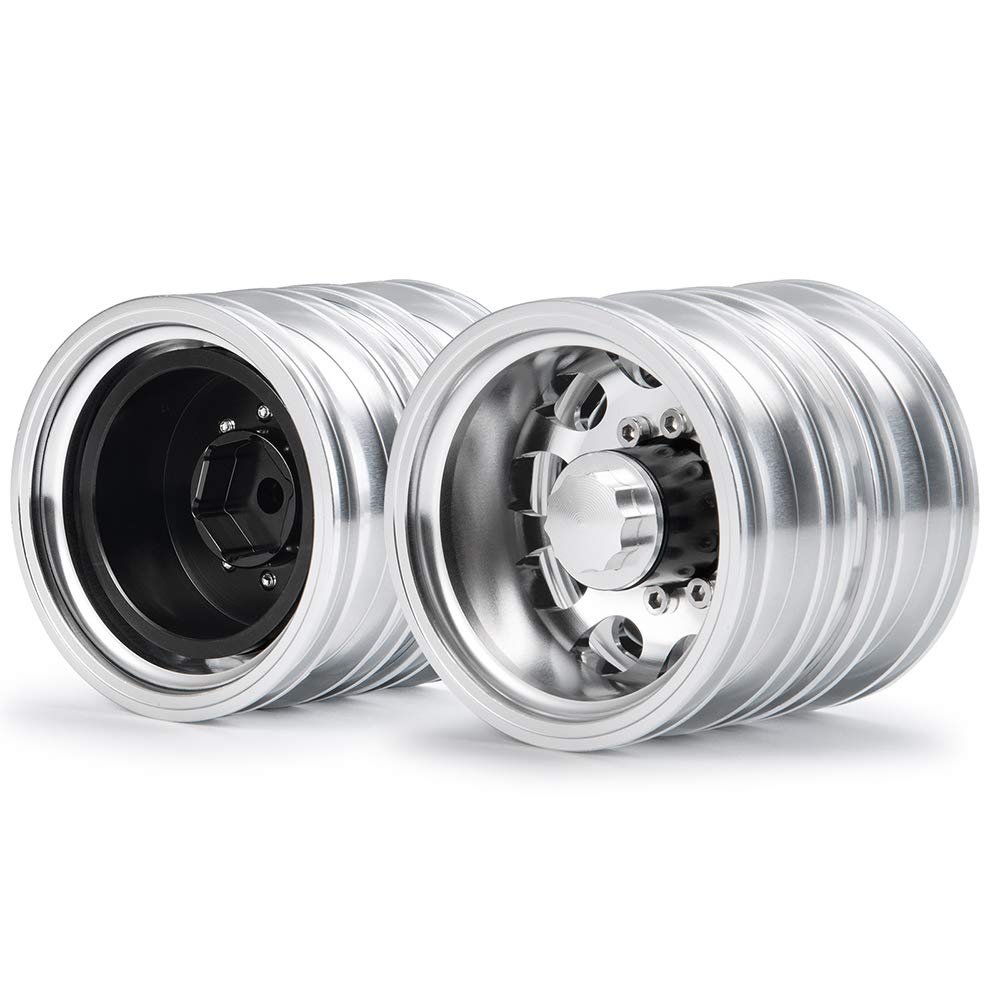 2pcs Aluminum Alloy Rear Wheel Rims Wheel Hubs for 1/14 Tamiya Trailer Tractor Truck RC Car