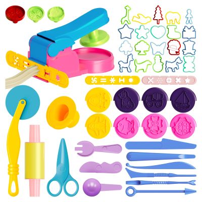 Dough Tools for Kids, 46Pcs Dough Toys Sets Playdough Accessories Include Play Food Molds - Cupcakes, Ice Cream, Noodle, Play Bulk Pack with Roller, Cutters, Scissor, DoughMat and Storage Bag Gifts