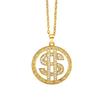 Boland 64420 - Necklace Dollar Sign Gold with Rhinestones, for Adults, Fashion Jewellery with Pendant, Jewellery, Millionaire, Mafia Boss, Carnival, Carnival, Halloween, Theme Party view 1
