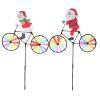 2pcs Christmas Garden Spinner Santa on Bike Windmill Xmas Pinwheels Holiday Wind Sculpture Stake for Patio Lawn Yard Garden Decoration view 1