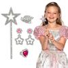 Boland 44088  Princess Hair Comb Set with 2 Earrings, Ring and Magic Wand, Silver and Pink for Children, Costume Play, Accessories, Carnival, Theme Party view 1