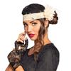Boland 64346 Kostmset 46346-Set Charleston Hat and 1 Pair of Gloves for Women, Lace with Flower, Gemstones, Flapper, 20s Costume Set, Carnival Party, Halloween, Multicoloured, standard size view 4