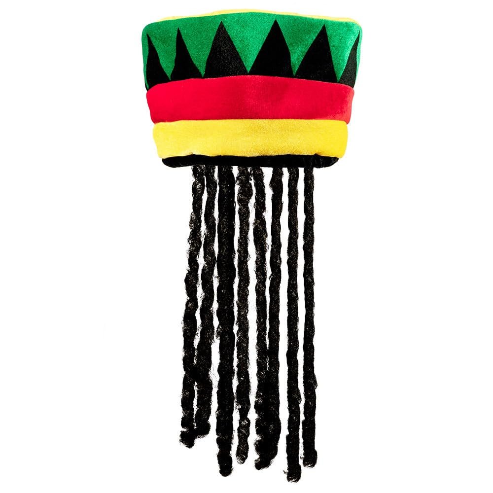Boland 82018 82018 Rastaman with dreadlocks for adults, Jamaican hat, hat with braids, unisex, carnival, carnival, Halloween, theme party, men, multicoloured, one size