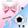 12 Pieces Gender Reveal Soccer Ball Balloons Includes 6 Pink Bow and 6 Soccer Ball Balloons Party Favors Supplies Decoration Accessories for Gender Reveal Party, Baby Shower, Birthday view 2