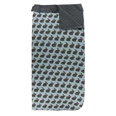 KicKee Pants Printed Ruffle Quilted Sleeping Bag for Kids, Viscose from, Keep Warm Away from Home with a Cozy Sleepover Bag (Jade Forest Rabbit/Stone - One Size)