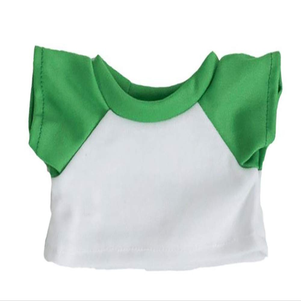 Adorable Green and White T-Shirt Fits Most 16 inch Build A Bear and Make Your Own Stuffed Animals