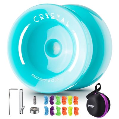 MAGICYOYO Responsive Yoyo for Beginners K2, Dual Purpose Yo Yo for Kids with Replacement Unresponsive Bearing for Intermediate + Bearing Remover + Yo-yo Case Bag + 12 Yoyo Strings (Blue)
